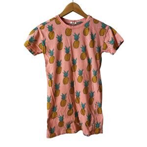 Forever 21 Girls Pineapple Short Sleeve T-Shirt Dress Orange Size 11/12 School